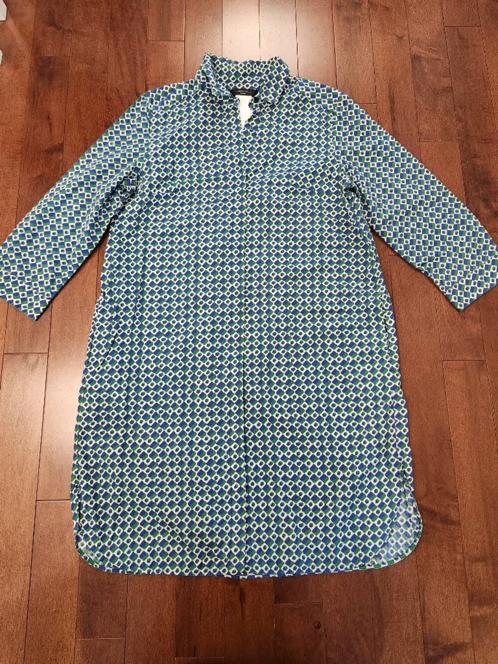 Weekend Max Mara geo print women's cotton shirt dress in size US 14